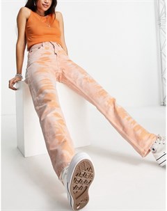 Оранжевые джинсы в винтажном стиле с принтом тай дай Topshop