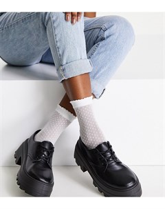 Черные туфли на шнуровке и плоской толстой подошве для широкой стопы Midnight Asos design
