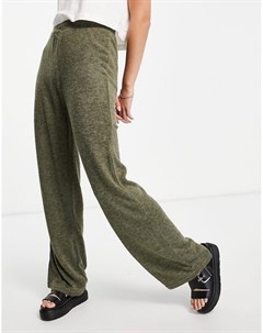 Вязаные брюки цвета хаки с широкими штанинами от комплекта Only