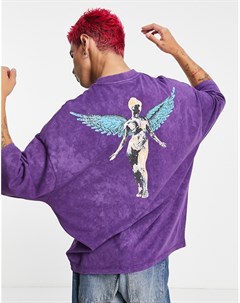 Выбеленная фиолетовая oversized футболка с принтом Nirvana и эффектом кислотной стирки Asos design
