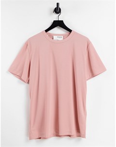 Розовая футболка из переработанного полиэстера Selected homme