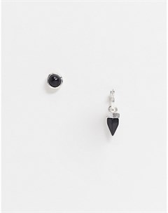 Серебристые серьги в форме кольца с подвеской и гвоздика Icon brand