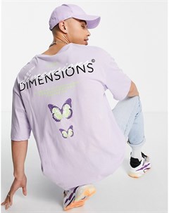 Сиреневая футболка в стиле oversized с принтом Dimensions на спине Originals Jack & jones