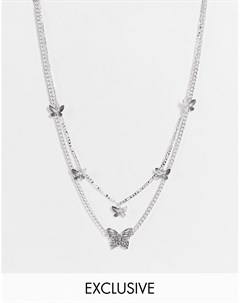Серебристые ожерелья с подвесками y2k в виде бабочек в стиле унисекс Inspired Reclaimed vintage