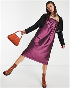 Розовое платье комбинация премиум класса с эффектом металлик из тафты Topshop