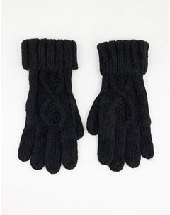 Черные вязаные перчатки с узором косы Boardmans