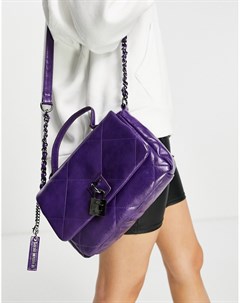 Фиолетовая стеганая сумка через плечо с замком Steve madden