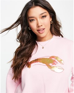 Розовый укороченный свитер с омаром Skinnydip