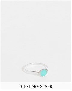 Серебряное кольцо с круглым камнем бирюзового цвета Kingsley ryan