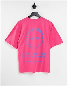 Розовая oversized футболка с большим графическим принтом на спине Asos weekend collective