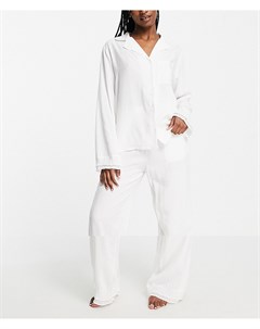 Белая хлопковая пижама с оборками Night