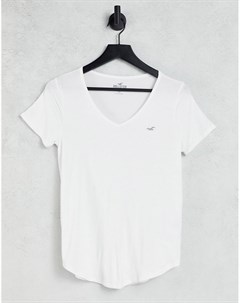 Базовая белая футболка с круглым вырезом Hollister