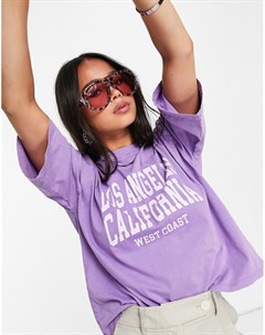 Фиолетовая футболка с университетским принтом Los Angeles Topshop