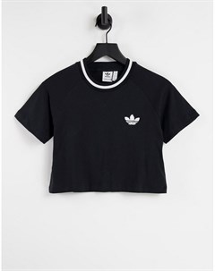 Черная укороченная футболка Adidas originals