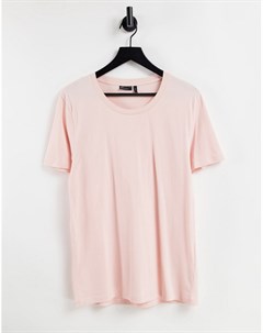 Светло розовая футболка с овальным вырезом Asos design