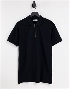 Черная футболка поло с короткой молнией Originals Premium Jack & jones