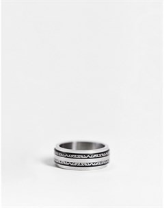Серебристое широкое кольцо из нержавеющей стали с греческой волной Asos design