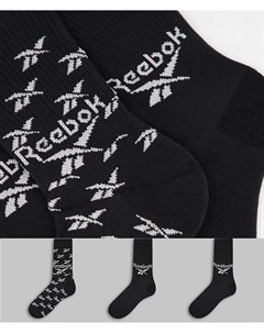 Набор из 3 пар черных носков с логотипом Reebok