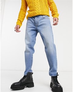 Синие классические джинсы стрейч выбеленного цвета в винтажном стиле Asos design