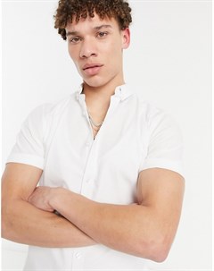 Белая оксфордская обтягивающая рубашка с короткими рукавами New look