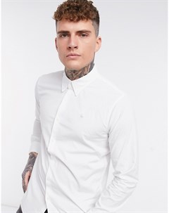 Белая поплиновая рубашка с логотипом Abercrombie & fitch