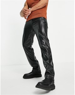 Свободные черные брюки из искусственной кожи Asos design
