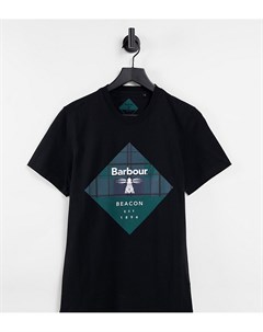 Черная футболка с ромбом в клетку эксклюзивно для ASOS Barbour beacon