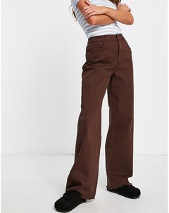 Шоколадно коричневые джинсы с широкими штанинами Object