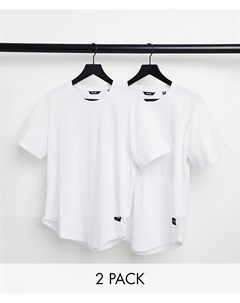 Комплект из 2 белых длинных футболок с закругленным краем Only & sons