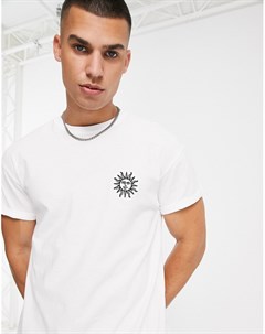 Белая футболка с вышитым солнцем New look