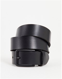 Черный узкий кожаный ремень с квадратной матовой пряжкой Asos design