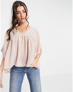 Свободная блузка с V образным вырезом выбеленного розового цвета Asos design