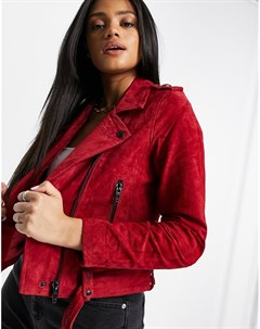 Байкерская куртка из красного бархата Сardinal Blank nyc