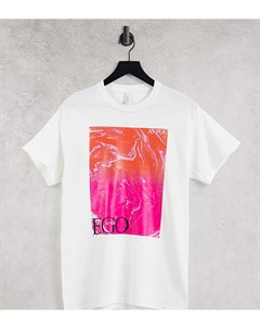Белая футболка в стиле oversized с принтом Ego Asyou