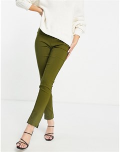 Узкие брюки цвета хаки с завышенной талией Vero moda