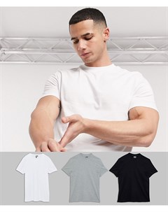 Комплект из 3 футболок из органического хлопка с круглым вырезом Asos design