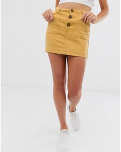 Джинсовая юбка мини горчичного цвета из комплекта Missguided