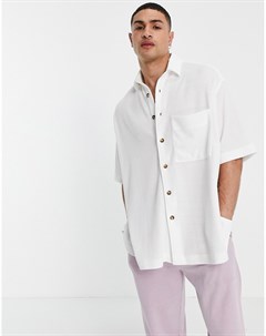 Белая свободная рубашка в стиле oversized из вафельного трикотажа Asos design