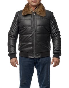 Мужская кожаная куртка из натуральной кожи с воротником отделка енот Мосмеха