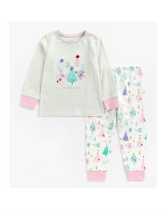 Пижама нарядная Украшаем елочки зеленый белый розовый Mothercare