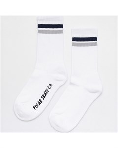 Носки SKATE CO Stripe Socks White Navy Grey 2022 Polar