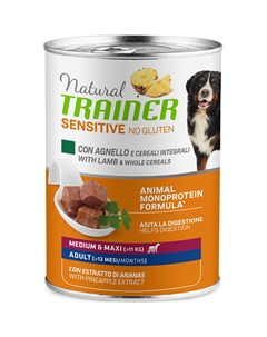 Влажный корм для собак Natural Sensitive No Gluten Medium Maxi Adult Lamb Rice 0 4 кг Trainer