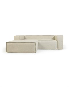 Угловой диван blok с левым шезлонгом белый 240x69x174 см La forma