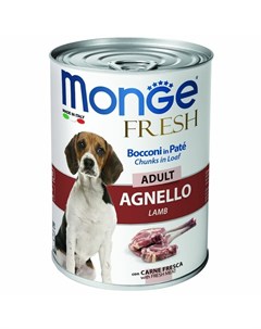 Dog Fresh Chunks in Loaf полнорационный влажный корм для собак мясной рулет из ягненка кусочки в паш Monge