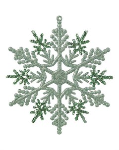 Набор елочных украшений Снежинки с блестками мятные 15 см 4 шт Без бренда