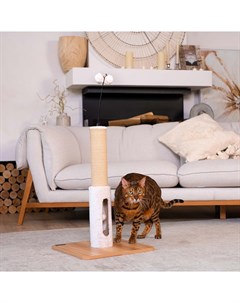 Когтеточка столбик 40x40x60 см с подвесными игрушками для кошек Petmax