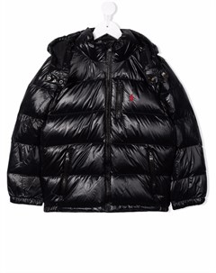 Пуховик с капюшоном и вышитым логотипом Ralph lauren kids