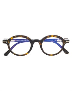 Круглые очки черепаховой расцветки Tom ford eyewear