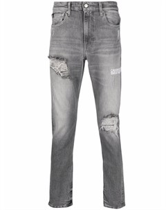 Джинсы кроя слим с эффектом потертости Calvin klein jeans