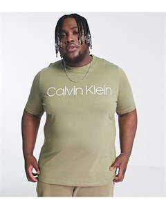 Зеленая футболка с большим логотипом спереди Big Tall Calvin klein